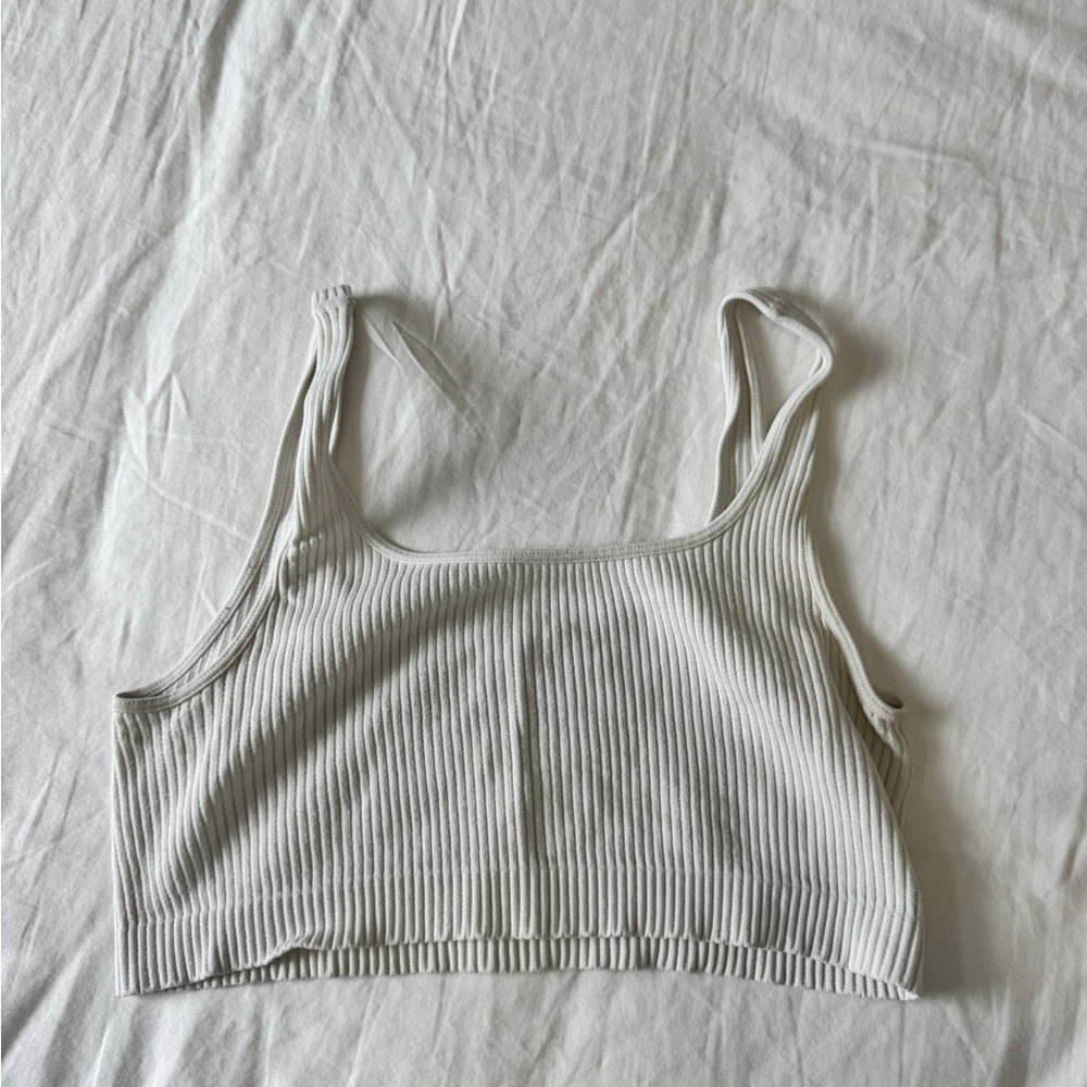 White Ribbed Crop Top - Picture 2 of 2